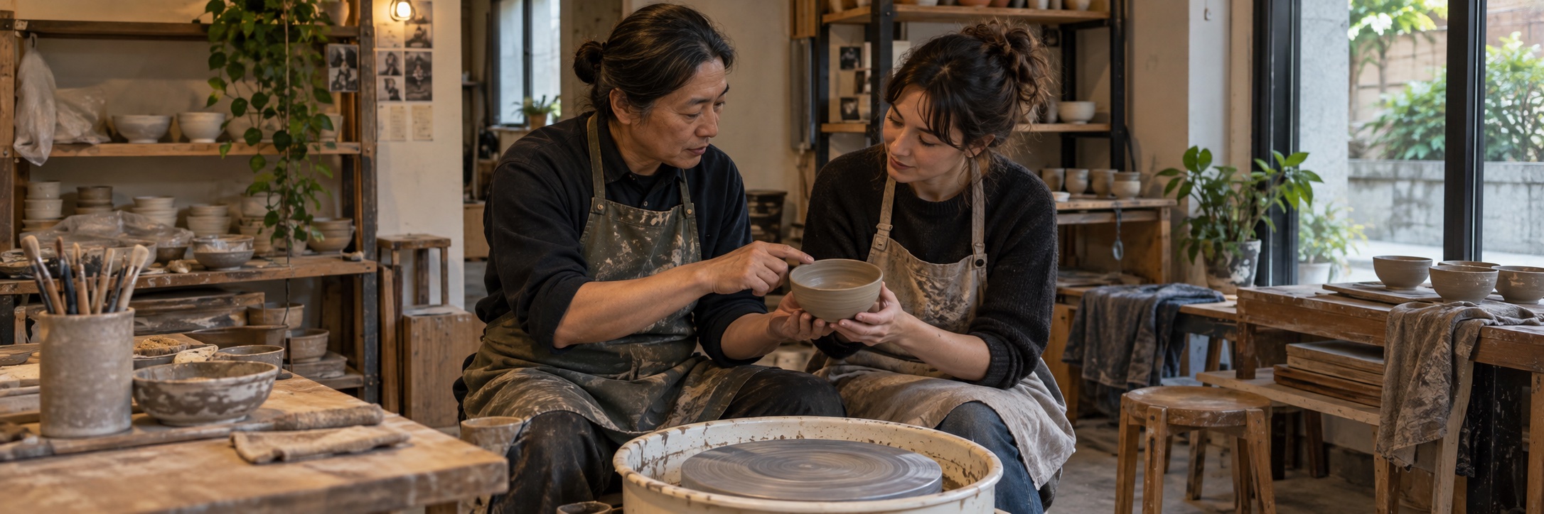 Pottery guidance in a ground-floor studio